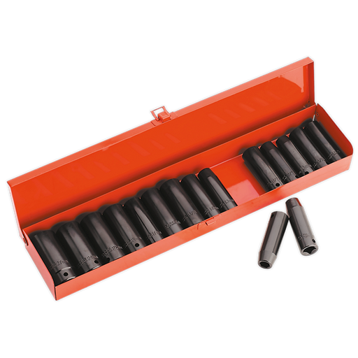 Sealey Impact Socket Set 16pc Deep 1/2"Sq Drive Metric/Imperial AK685 Sealey - Dynamic Drive