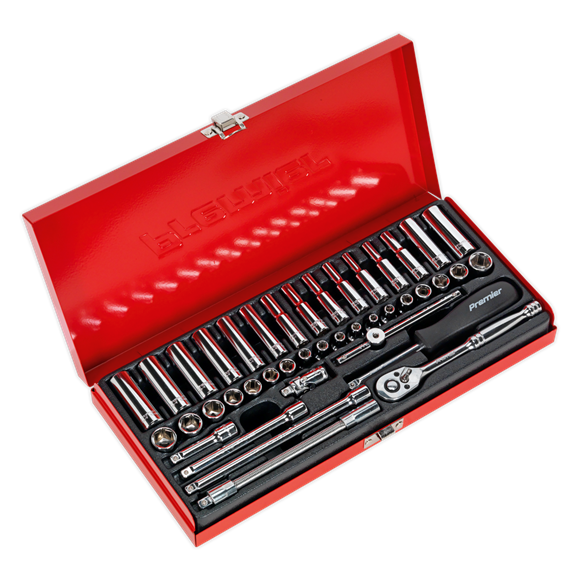 Sealey Socket Set 41pc 1/4"Sq Drive 6pt WallDrive Metric/Imperial AK690 Sealey - Dynamic Drive