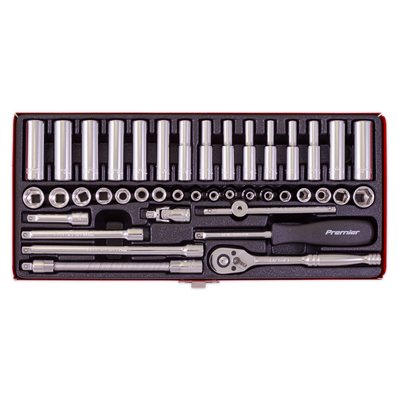 Sealey Socket Set 41pc 1/4"Sq Drive 6pt WallDrive Metric/Imperial AK690 Sealey - Dynamic Drive