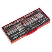 Sealey Socket Set 45pc 3/8"Sq Drive 6pt WallDrive Metric/Imperial AK692 Sealey - Dynamic Drive