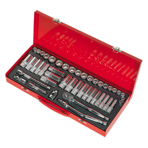Sealey Socket Set 45pc 3/8"Sq Drive 6pt WallDrive Metric/Imperial AK692 Sealey - Dynamic Drive