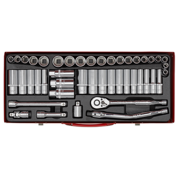 Sealey Socket Set 45pc 3/8"Sq Drive 6pt WallDrive Metric/Imperial AK692 Sealey - Dynamic Drive