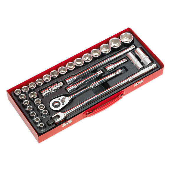 Sealey Socket Set 32pc 1/2"Sq Drive 6pt WallDrive Metric/Imperial AK693 Sealey - Dynamic Drive