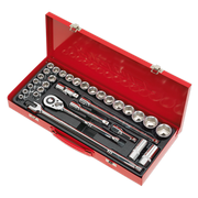 Sealey Socket Set 32pc 1/2"Sq Drive 6pt WallDrive Metric/Imperial AK693 Sealey - Dynamic Drive
