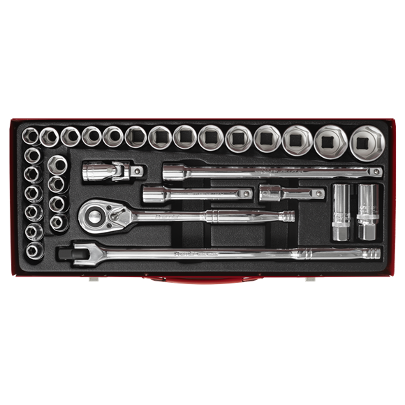 Sealey Socket Set 32pc 1/2"Sq Drive 6pt WallDrive Metric/Imperial AK693 Sealey - Dynamic Drive