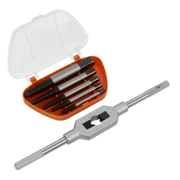 Sealey Screw Extractor Set with Wrench 6pc Helix Type AK721 Sealey - Dynamic Drive