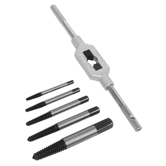 Sealey Screw Extractor Set with Wrench 6pc Helix Type AK721 Sealey - Dynamic Drive