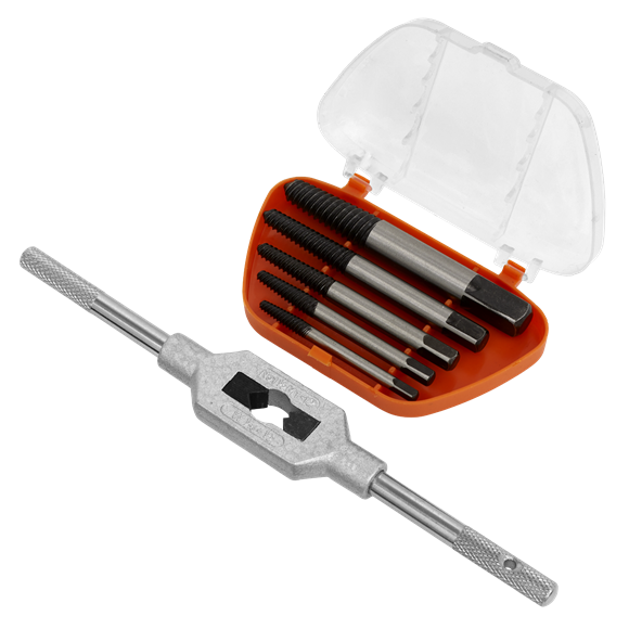 Sealey Screw Extractor Set with Wrench 6pc Helix Type AK721 Sealey - Dynamic Drive