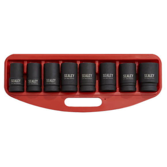 Sealey Impact Socket Set 8pc Deep 1"Sq Drive Metric AK888M Sealey - Dynamic Drive