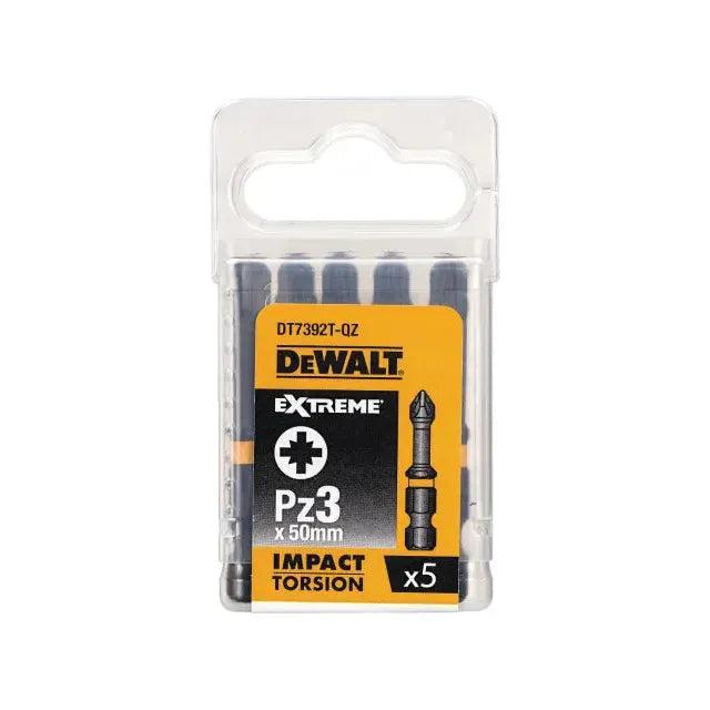 Dewalt Power Tools Extreme Impact Torsion Bits PZ3 x 50mm (Pack 5) DeWALT Power Tools - Dynamic Drive