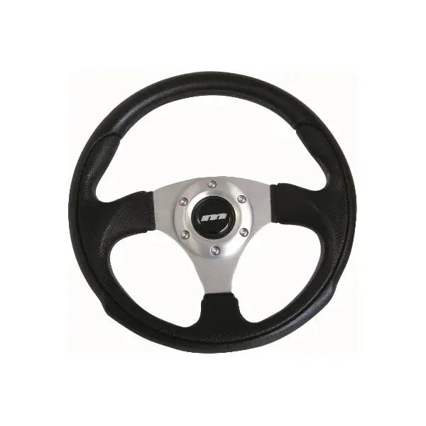 Mountney 'M' Range 340mm 3 Spoke Semi-Dished Black Moulded Steering Wheel With Silver Centre Mountney Classic - Mountney Classic