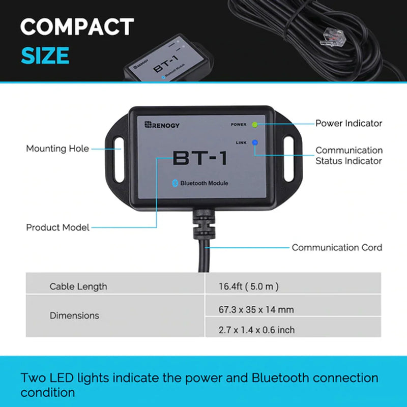 Renogy BT-1 Bluetooth Module for Renogy Products w/ RS232 Port Dyna-mo Solar - Dynamic Drive