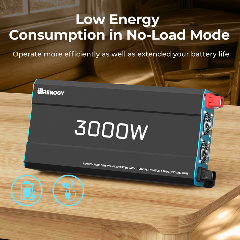 Renogy 3000W 12V to 230V/240V Pure Sine Wave Inverter With English Standard Socket Dyna-mo Solar - Dynamic Drive