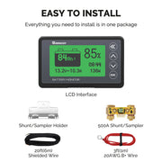Renogy 500A Battery Monitor with Shunt/Sampler (Coulomb meter) Dyna-mo Solar - Dynamic Drive