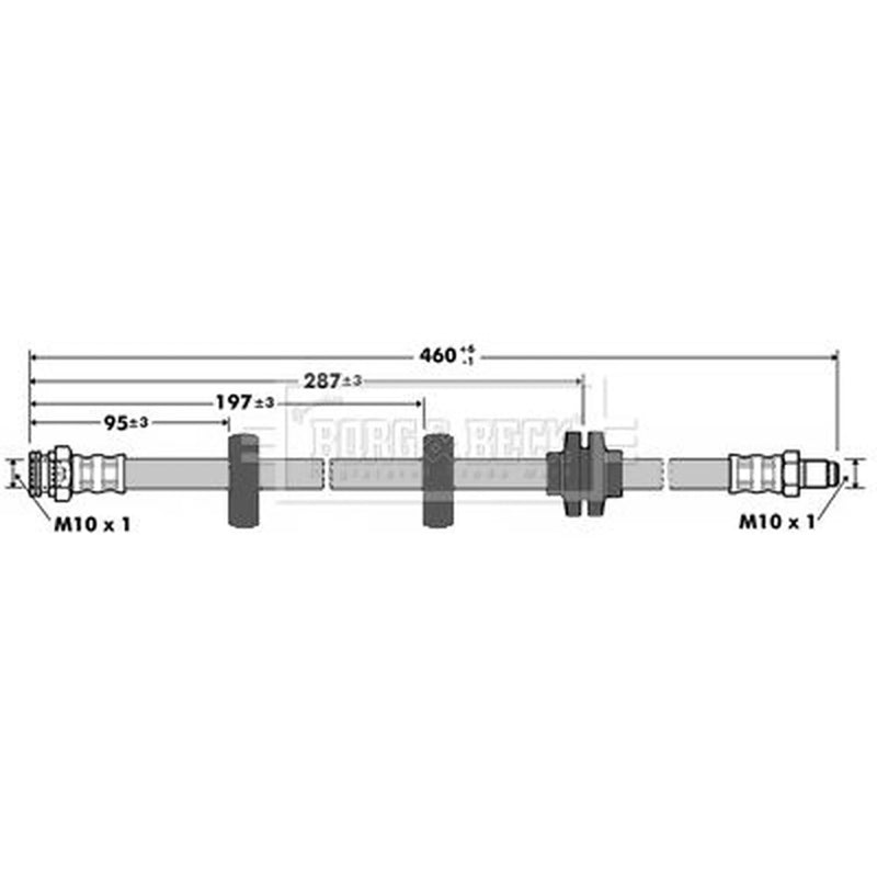 Borg & Beck Brake Hydraulic Hose Line Rear Right BBH7373