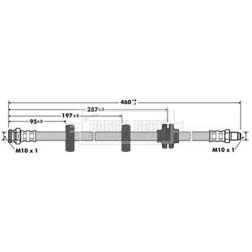 Borg & Beck Brake Hydraulic Hose Line Rear Right BBH7373