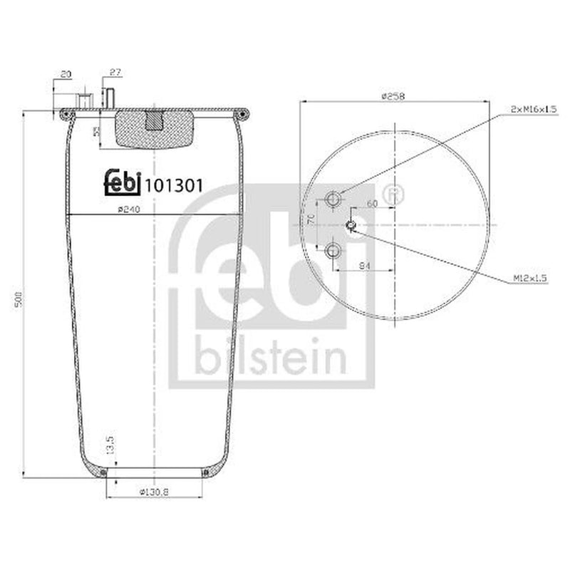 Febi Air Suspension Bellow 259mm Rear 101301