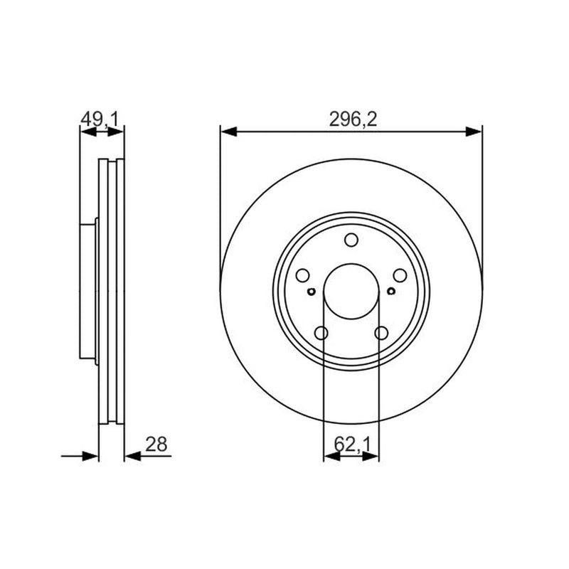 Bosch 2 x Vented Brake Discs fits Lexus Rx 2000-2003