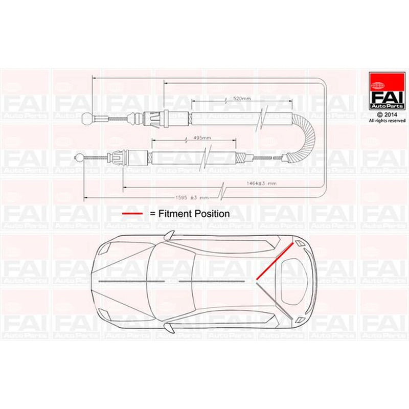 FAI Handbrake Cable Right Rear fits Nissan Primastar 2001-2006 1.9 2.0 2.5