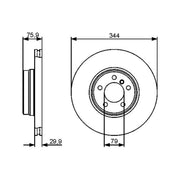 Bosch 2 x Vented Brake Discs fits Land Rover Range Rover 2002-2012 3.0 4.4