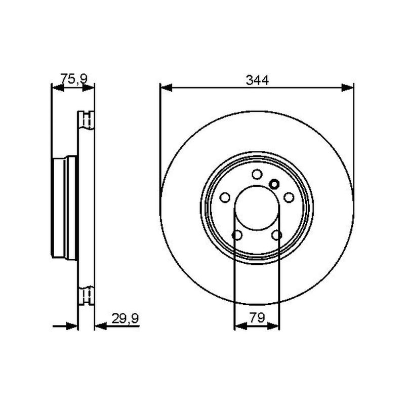 Bosch 2 x Vented Brake Discs fits Land Rover Range Rover 2002-2012 3.0 4.4