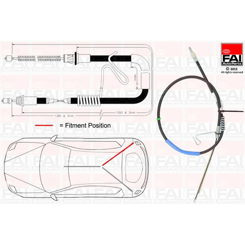 FAI Handbrake Cable Right Rear fits Ford Transit 2000-2006 2.4