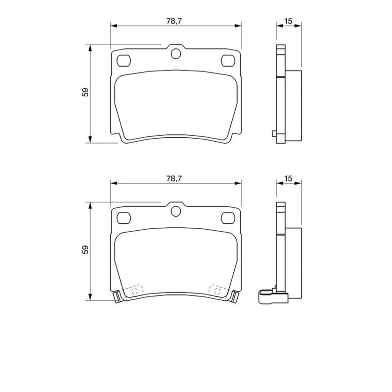 Bosch Front & Rear Pads fits Mitsubishi Pajero Sport II 2008 on 2.5