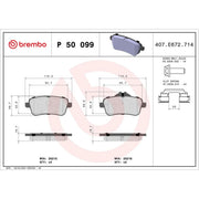 Brembo 4 x Rear Brake Pad Set fits Mercedes-Benz A-Class 2013-2018 176.052
