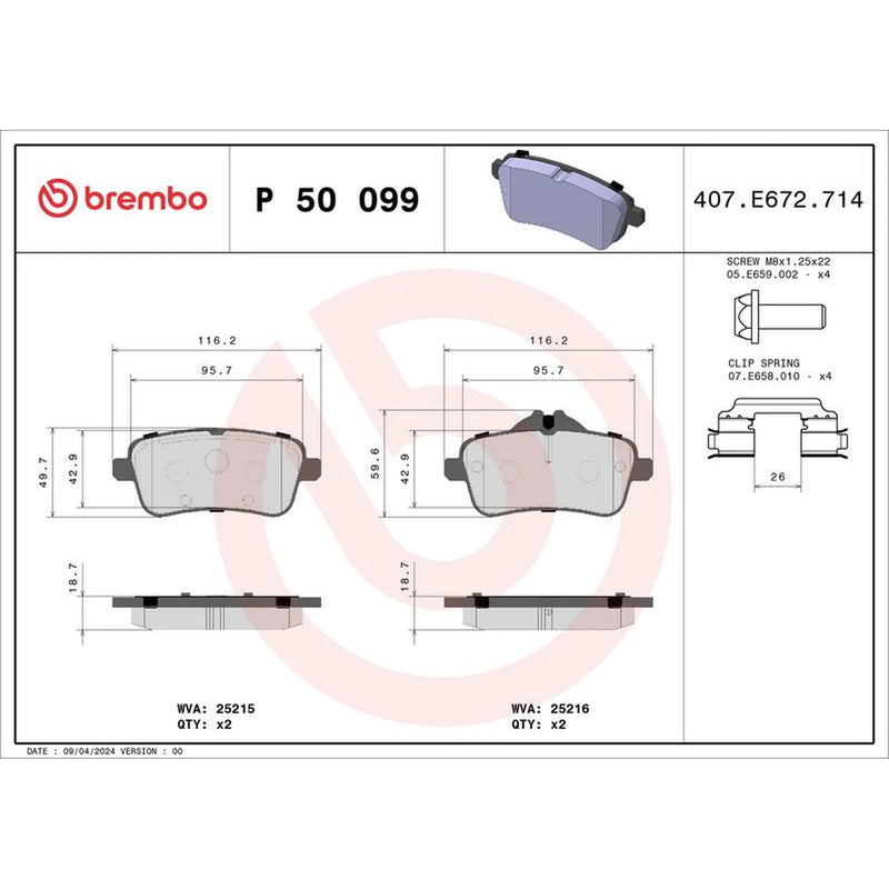 Brembo Front & Rear Pads fits Mercedes-Benz Cla 2013-2019 117.352