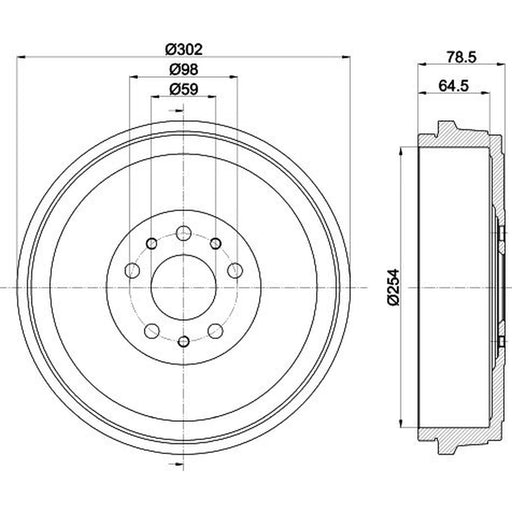 Mintex Brake Drum Assembly Rear fits Fiat Doblo Cargo 2010-2023 1.3 1.4 1.6 2.0