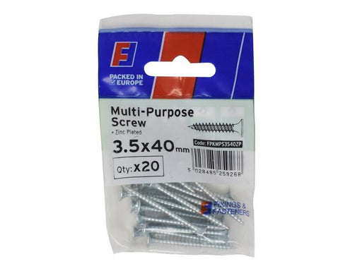 ForgeFix Multi-Purpose Pozi Screw CSK ST ZP 3.5 x 40mm ForgePack 20 ForgeFix - NN4 Online
