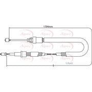 Apec Handbrake Cable Left Rear fits Peugeot 207 2006-2015 1.4 1.6
