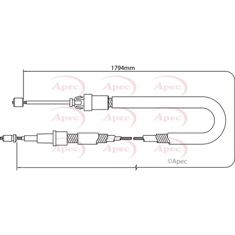 Apec Handbrake Cable Left Rear fits Peugeot 207 2006-2015 1.4 1.6
