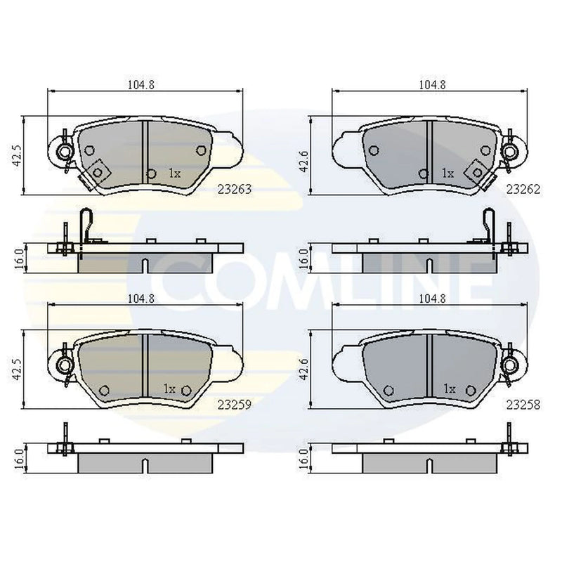Comline 4 x Rear Brake Pad Set fits Opel Astra G 1998-2005 1.4 1.6 1.7 1.8