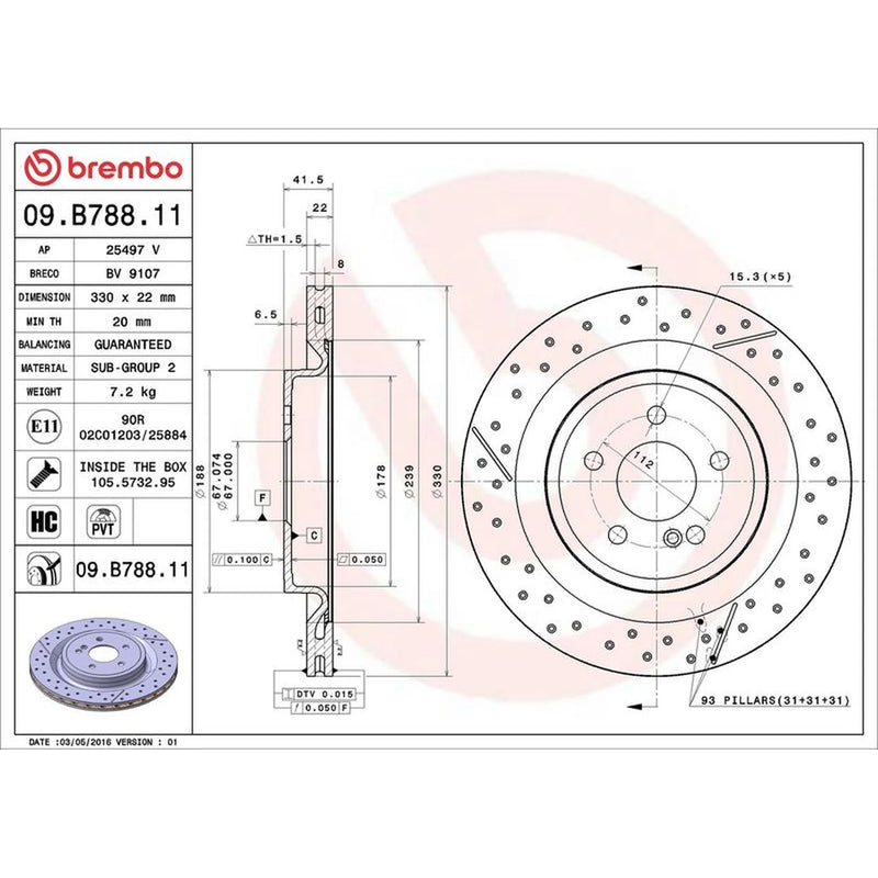 Brembo Front Aluminium Brake Disc Hub & Rear Aluminium Br fits Mercedes-Benz Slk