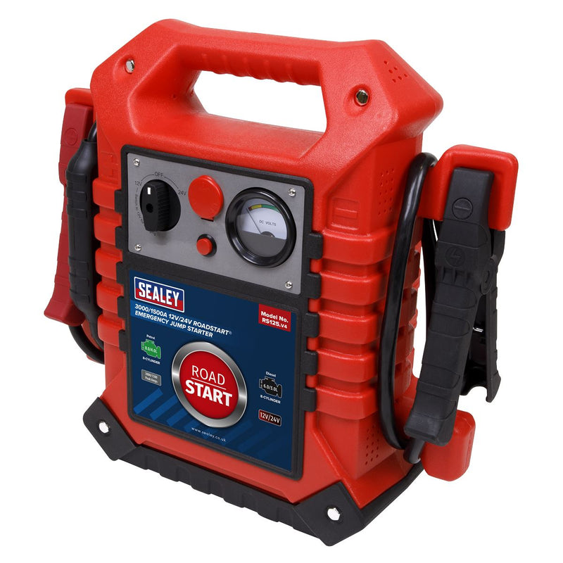 Sealey RoadStart Emergency Jump Starter 12/24V 3000/1500 Peak Amps RS125 Sealey - Dynamic Drive
