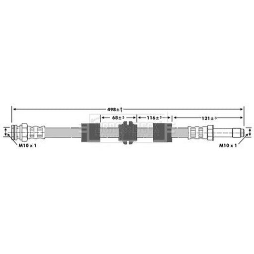 Borg & Beck Brake Hydraulic Hose Line Front Right BBH6708