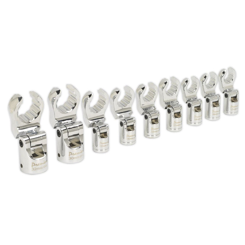 FLEXIBLE CROW'S FOOT SPANNER SET 9PC 1/2inchSQ DRIVE Sealey - Dynamic Drive