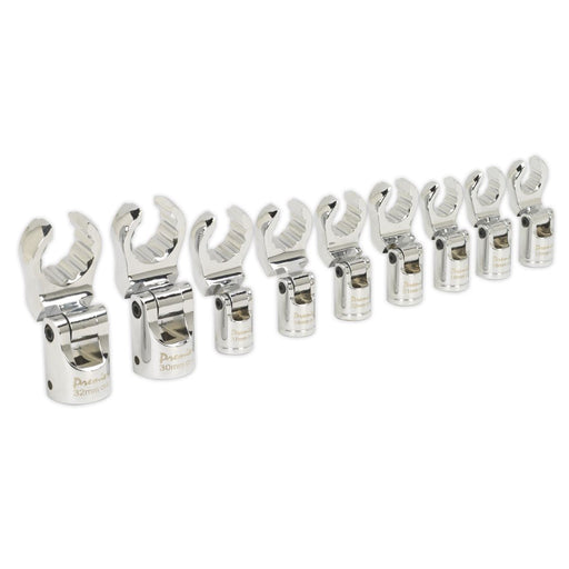 FLEXIBLE CROW'S FOOT SPANNER SET 9PC 1/2inchSQ DRIVE Sealey - Dynamic Drive