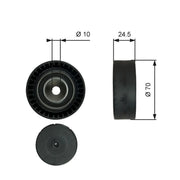 Gates V-Ribbed Belt Deflection/Guide Pulley Lower T38071