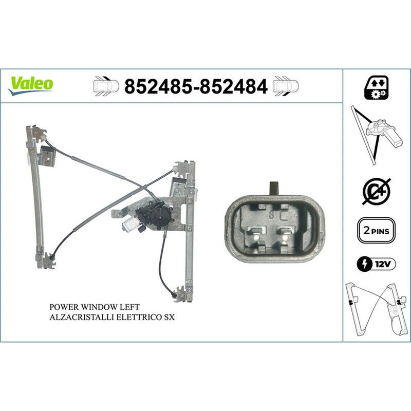 Valeo Electric Window Regulator Lifter Left Front 852485