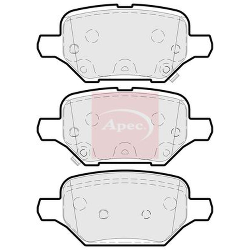 Apec Rear Brake Pad Set fits Opel Mokka / Mokka X 2012-2019 1.4 1.6
