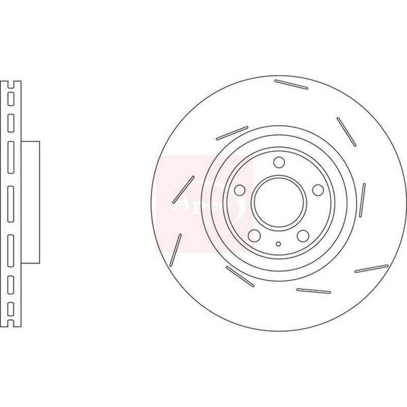 Apec 2 x Slotted/Internally Vented Brake Discs fits Porsche Macan 2014-2018 3.0