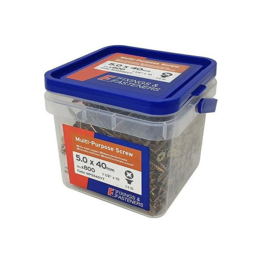 Forgefix Multi-Purpose Pozi Compatible Screw CSK ST ZYP 5.0 x 40mm Tub 800 ForgeFix - NN4 Online