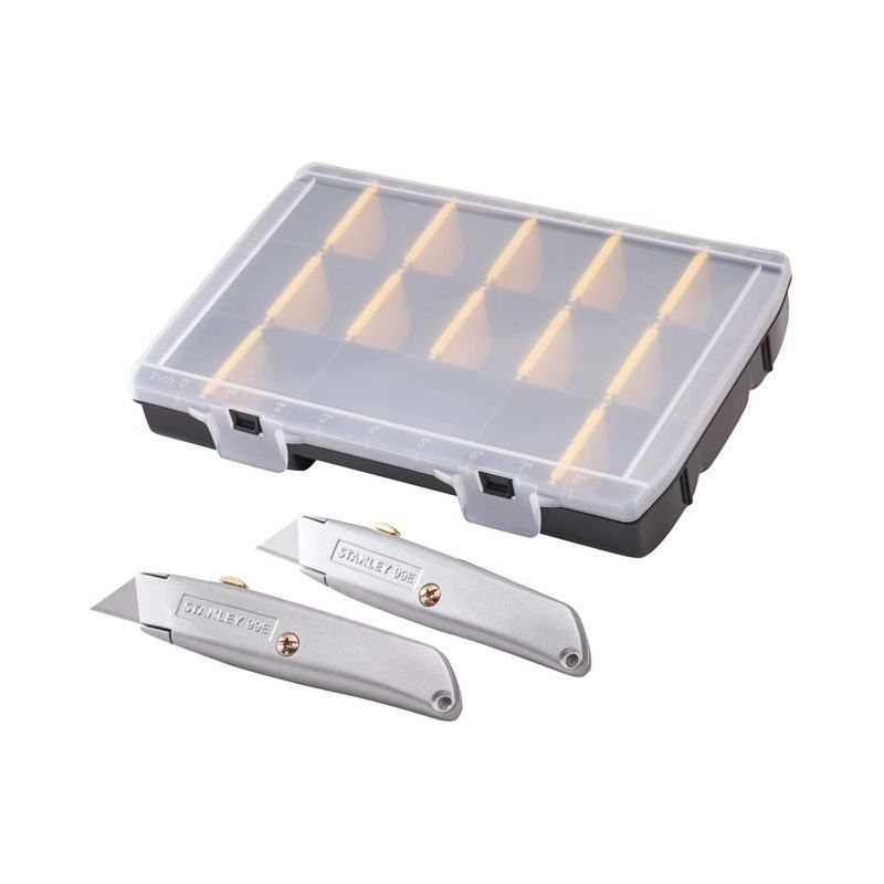 Stanley® Hand Tools 99E Trimming Knife Twin Pack with 50 Spare Blades in Organiser STANLEY® Hand Tools - Dynamic Drive