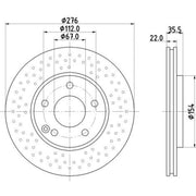 Mintex 2 x Brake Discs fits Mercedes-Benz A-Class 2001-2004 168.035 168.135