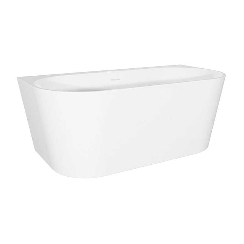 Baridi Back-to-Wall Slim Rim Bath 150cm - Gloss White