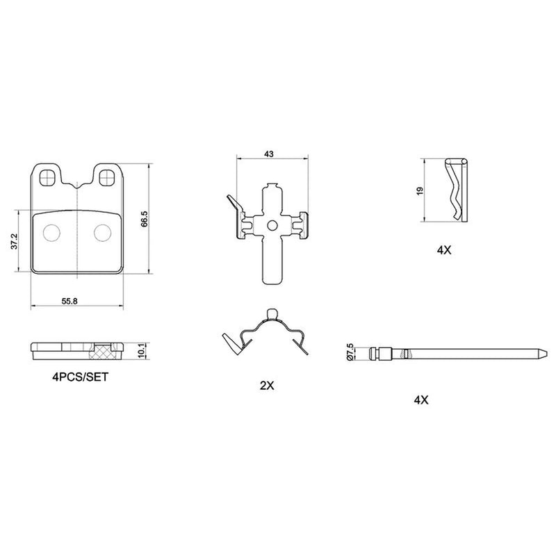 Brembo 4 x Parking Brake Pads fits Alfa Romeo Giulia 2020 on 2.9