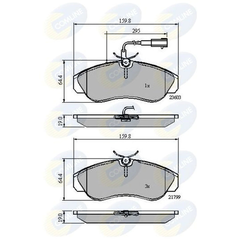 Comline 4 x Front Brake Pad Set fits Citroën Relay I 1994-2002 1.9 2.0 2.5 2.8