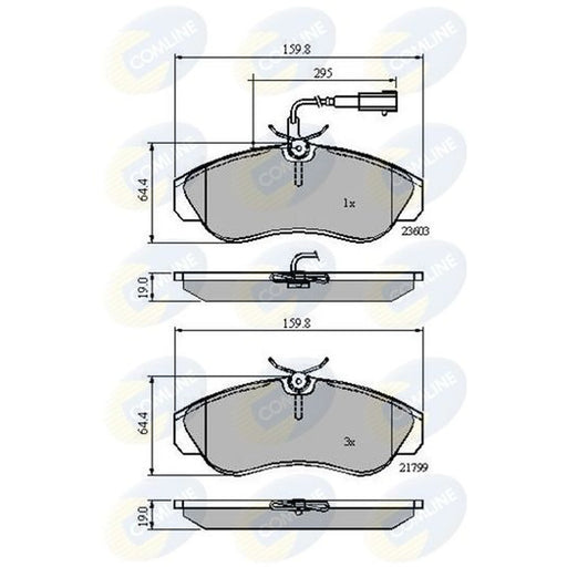 Comline 4 x Front Brake Pad Set fits Citroën Relay I 1994-2002 1.9 2.0 2.5 2.8